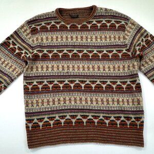Vintage 100% Virgin Wool Sweater Mens Large Boho Aztec Mexican Colorful Wintuk